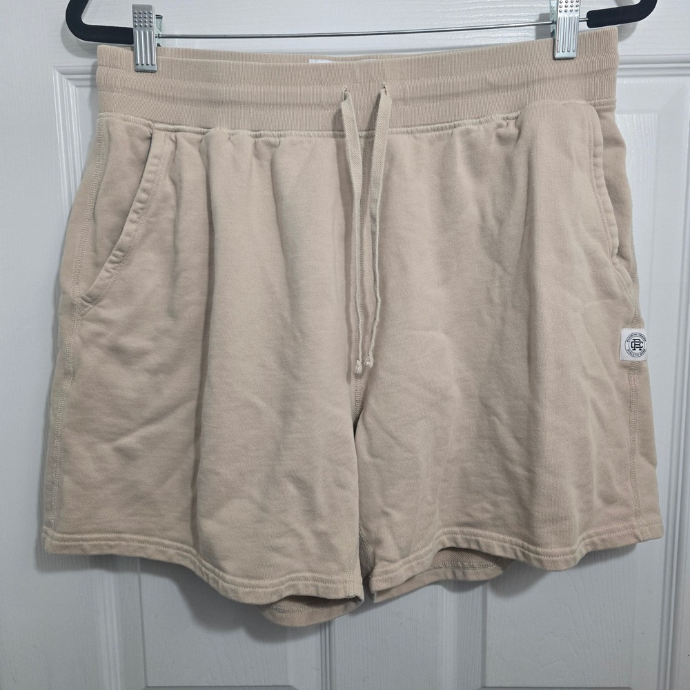 Reigning Champ Mens Midweight Terry Sweat Shorts Beige Tan Large Made in Canada